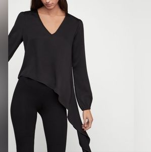 Blouse Asymmetric V-Neck Long Sleeves BCBGMAXAZRIA
